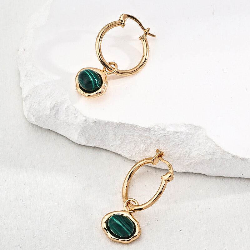 Vintage Gold Peacock Huggie Hoop Earrings