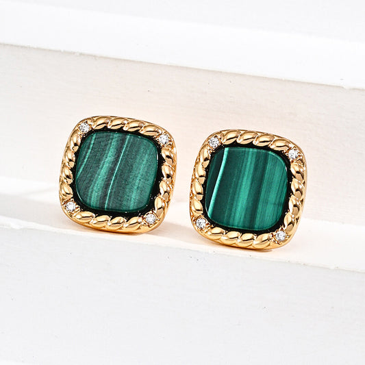 Malachite Glow Stud Earrings