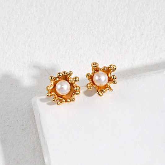 Ocean Wave Pearl Earrings