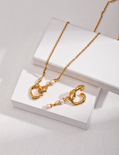 Minimalist Classic Double Ring Natural Pearl Necklace