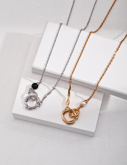 Minimalist Classic Double Ring Natural Pearl Necklace