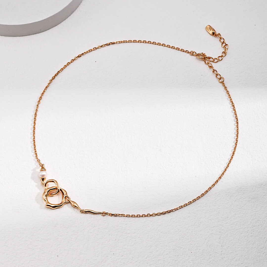 Minimalist Classic Double Ring Natural Pearl Necklace