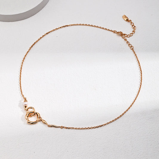 Minimalist Classic Double Ring Natural Pearl Necklace