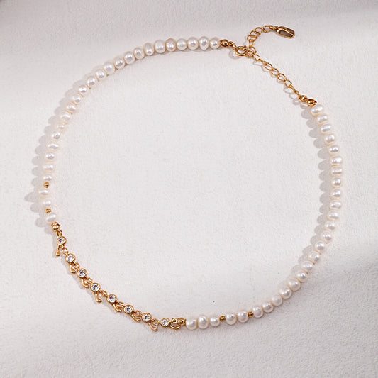 Floral Grace: Sterling Silver Pearl Necklace