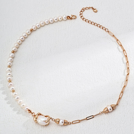 Chic Asymmetry: Elegant Pearl Necklace