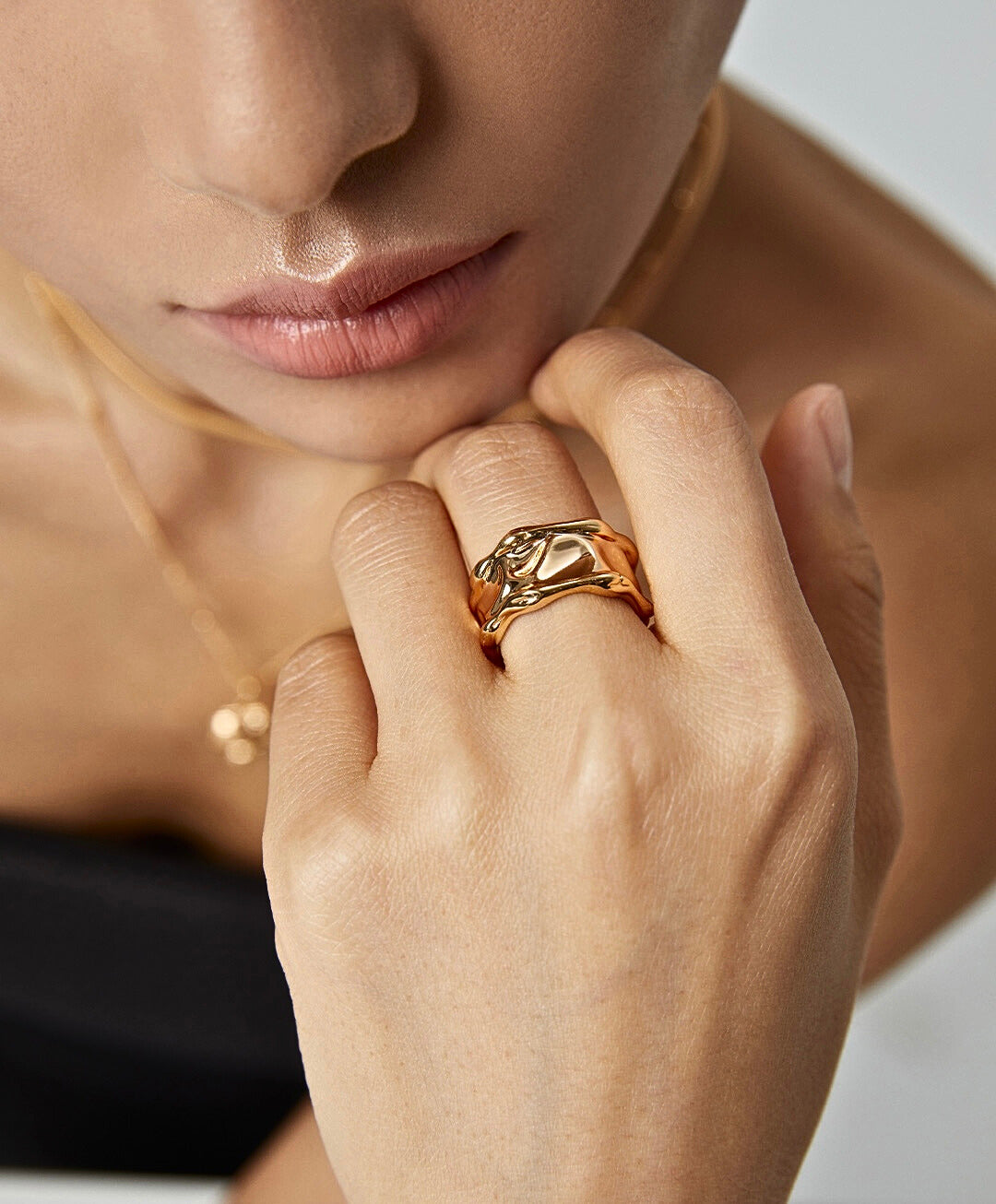 Wavy Sterling Silver Wide Band Ring