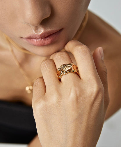 Wavy Sterling Silver Wide Band Ring